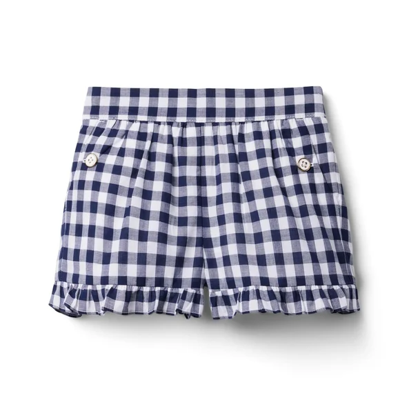 3 For $18 Janie and Jack Blue Gingham High Waist Shorts - Picture 1 of 6